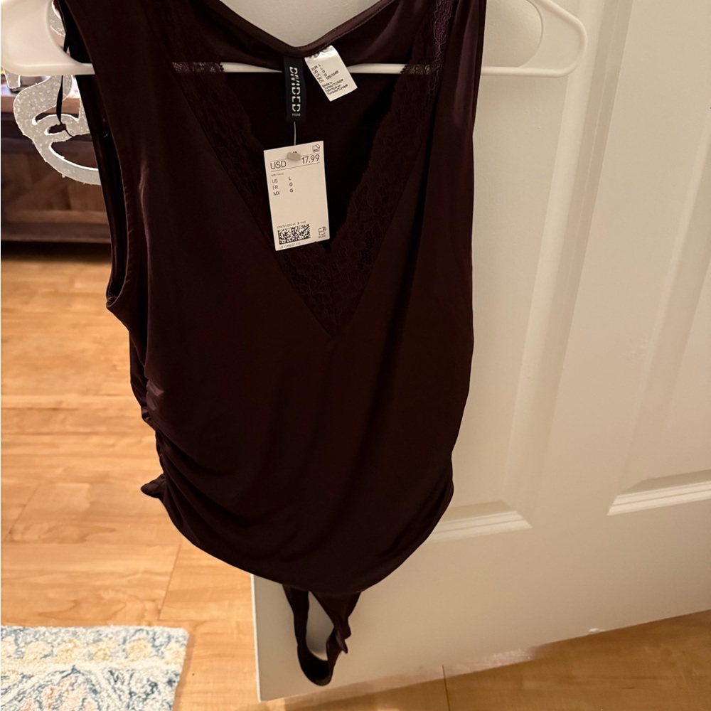 H&M Deep Burgundy Lace Bodysuit